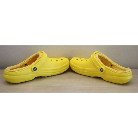 Crocs 203591-7A9 Unisex Sz Men's 11 Women's 13 Lemon Yellow Classic Lined Clogs - Picture 10 of 11